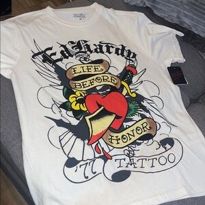 Ed Hardy Men's White Graphic Tee